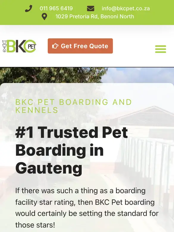 Website we built for BKC Pet, pet boarding and kennels