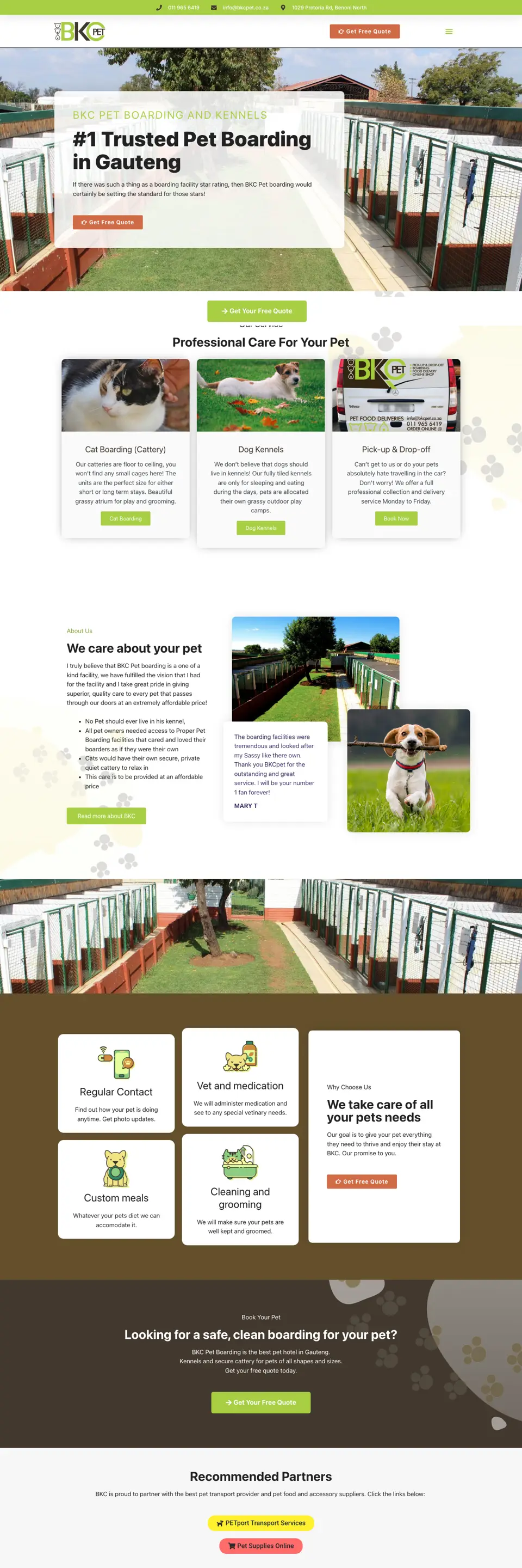 bkcpet.co.za website on desktop