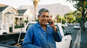Cape Town contractor on phone