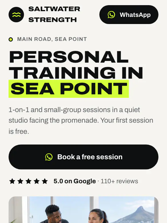 Example website design for Saltwater Strength, personal trainer