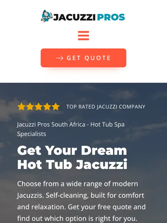 Website we built for Jacuzzi Pros, hot tub sales and repairs