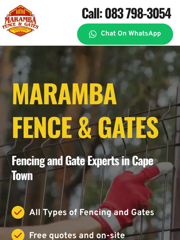 Website we built for Maramba Fence & Gates, fencing and gates
