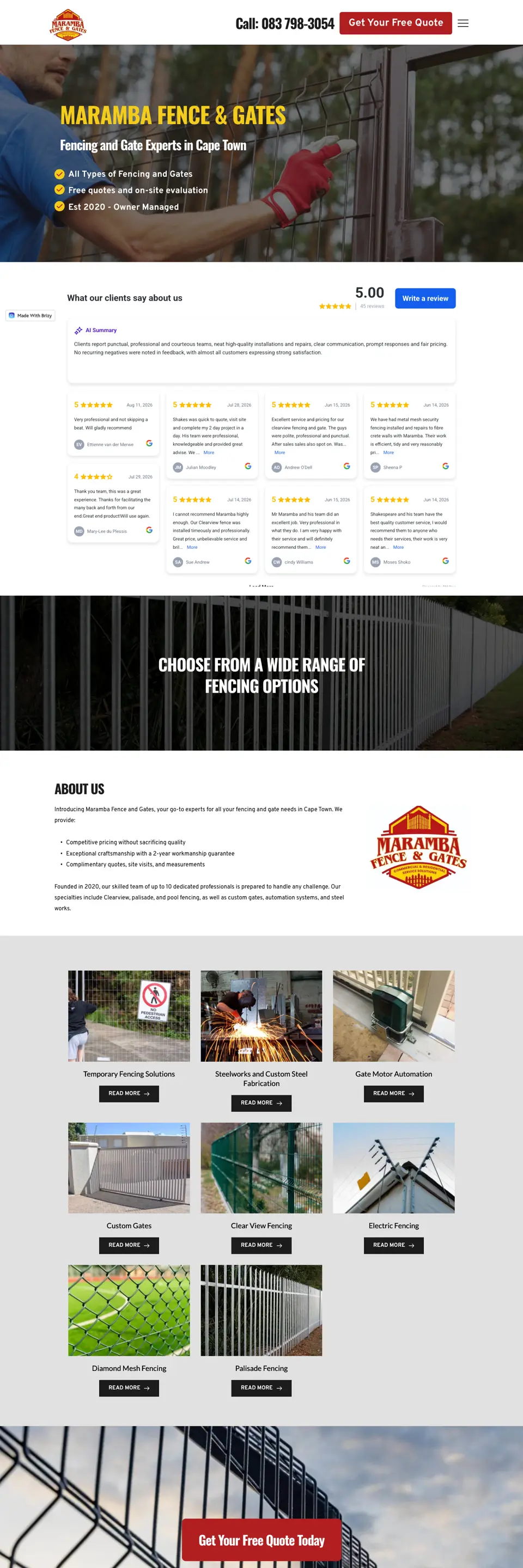 maramba.co.za website on desktop