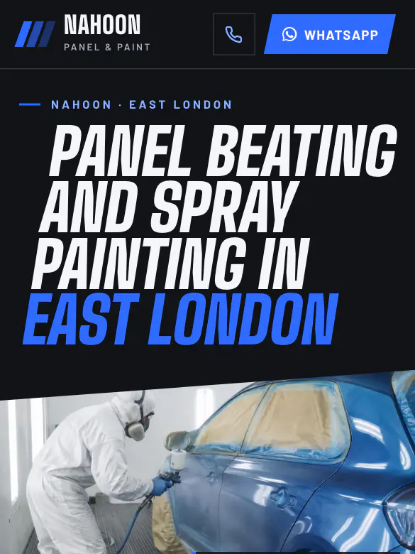 Example website design for Nahoon Panel & Paint, panel beater