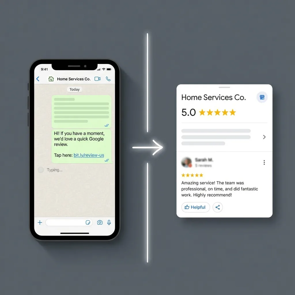 WhatsApp message leading to Google review - the complete flow