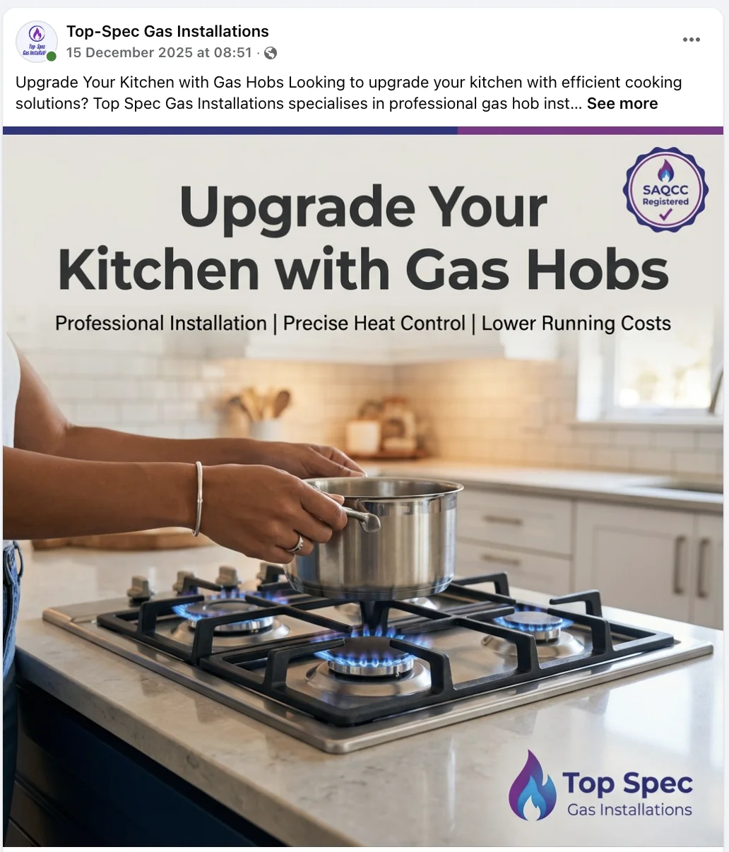 Gas hobs installation service post - driving awareness